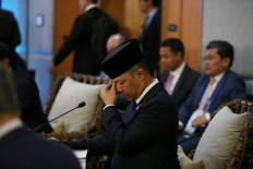 Foreign Minister Sugiono gestures during the ASEAN Foreign Ministers' Retreat in Cebu City, the Philippines on Jan. 29, 2026.