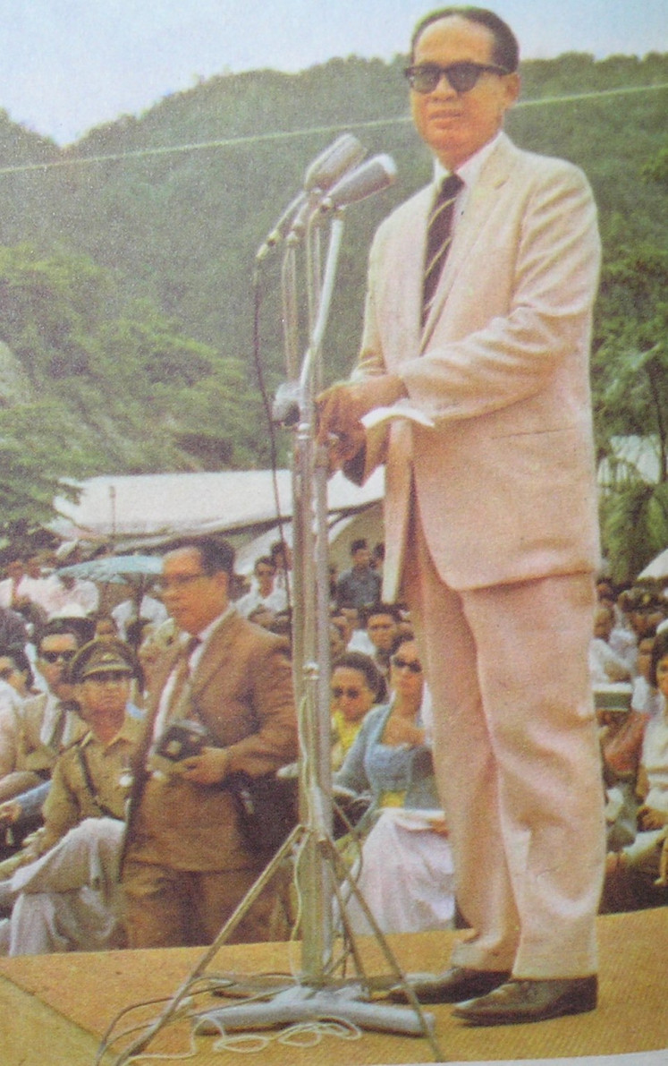 Foreign minister Soebandrio speaks at a ceremony on May 1, 1963, marking the transfer of West Papua to Indonesian control.