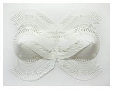 'Mo.nu.men.tal' (2026) by Mujahidin Nurrahman, hand-cut paper, glue, plywood, acrylic sheet, 112 x 88 x 16 cm