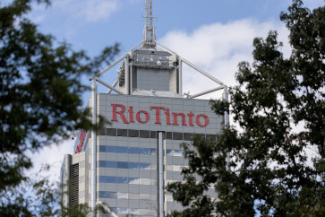 A view shows the Rio Tinto logo in Perth, Australia, April 19, 2025.
