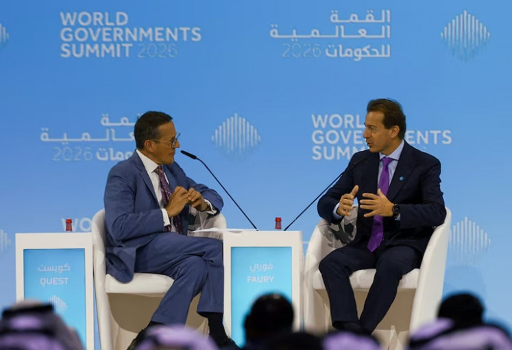 Guillaume Faury (left), CEO of Airbus, speaks to Richard Quest, CNN business editor-at-large, at the World Governments Summit, in Dubai, United Arab Emirates, on Feb. 3, 2026. 

