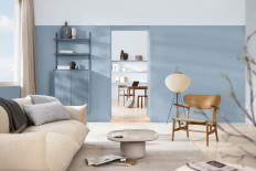 Soft reset: A living room dressed in light blue and white creates a fresh, calming atmosphere, especially after a long day navigating work and traffic.