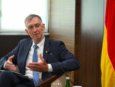 German Ambassador to Indonesia, Timor-Leste and ASEAN Ralf Beste speaks on Monday, Nov. 24, 2025, during the submission of his credentials as Ambassador to ASEAN to Secretary-General Dr. Kao Him Hourn.