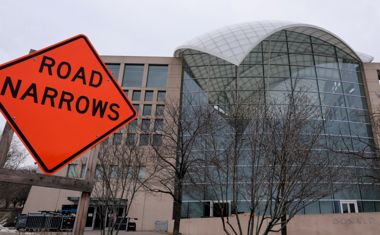 The US Institute of Peace building prepares to host US President Donald Trump's first Board of Peace meeting in Washington, DC, US, February 18, 2026.