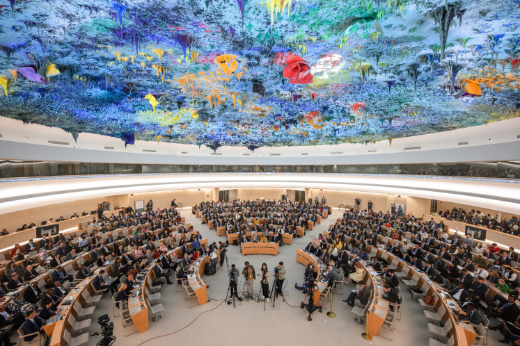 A general view at the opening of the 57th session of the United Nations Human Rights Council on Sept. 9, 2024, in Geneva, Switzerland. 
