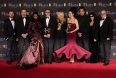 Director Paul Thomas Anderson, editor Andy Jurgensen, producer Sara Murphy, Cassandra Kulukundis, cinematographer Michael Bauman  and cast members Leonardo DiCaprio, Benicio Del Toro, Teyana Taylor, Chase Infiniti pose with the awards for Best Film Award, Director Award, Adapted Screenplay Award and Cinematography Award for 'One Battle After Another' at the 2026 British Academy of Film and Television Awards (BAFTA) at the Royal Festival Hall in the Southbank Centre, London, Britain, February 22, 2026. 
