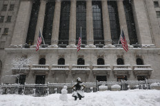 The New York Stock Exchange is seen amid a blizzard on Feb. 23, 2026, in New York City, United States.