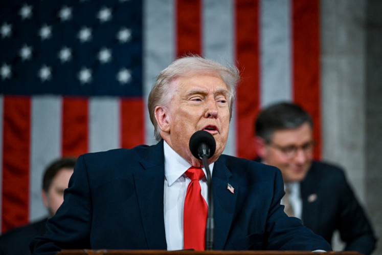 US President Donald Trump delivers the State of the Union address during a joint session of Congress in the House Chamber at the Capitol on February 24, 2026 in Washington, DC. 