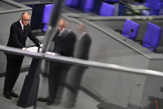 German Chancellor Friedrich Merz delivers a speech at the Bundestag in Berlin on Feb. 24, 2026.