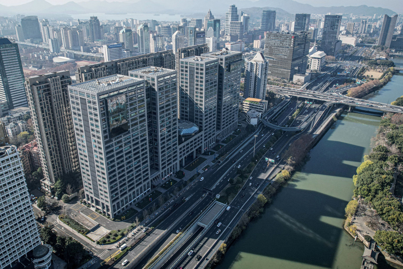 Tech hub: This aerial photograph taken on Jan. 14, 2026 shows the building housing the headquarters of Chinese AI startup DeepSeek in Hangzhou, in China&rsquo;s eastern Zhejiang province.
