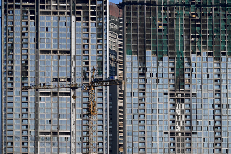 This photograph taken on Feb. 26, 2026, shows high-rise buildings under construction in Mumbai, India.