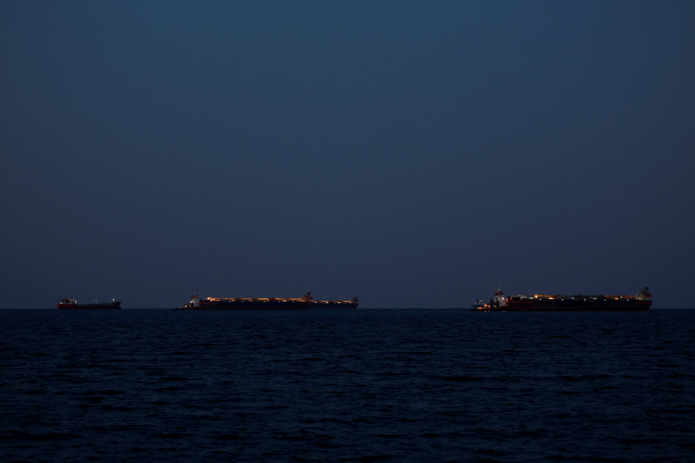 Tankers sit anchored as the traffic is down in the Strait of Hormuz, amid the US-Israeli conflict with Iran, in Muscat, Oman on March 10, 2026.