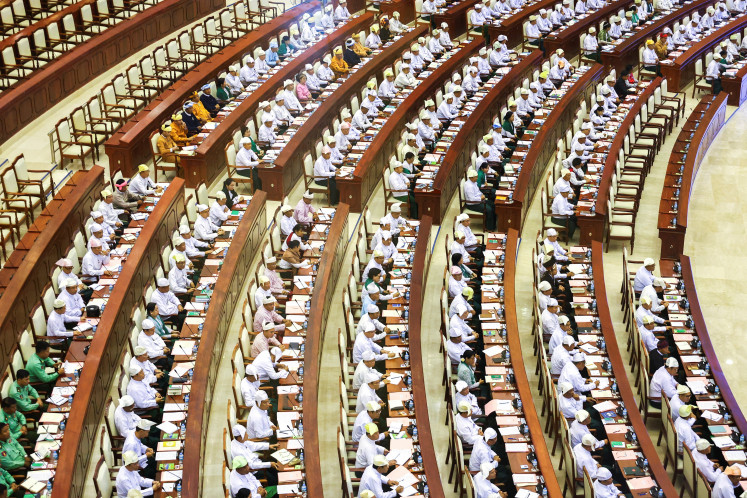 Members of parliament attend a session of the Pyithu Hluttaw (House of Representatives) following a phased election dominated by the army-backed Union Solidarity and Development Party, in Naypyitaw, Myanmar on March 16, 2026. 