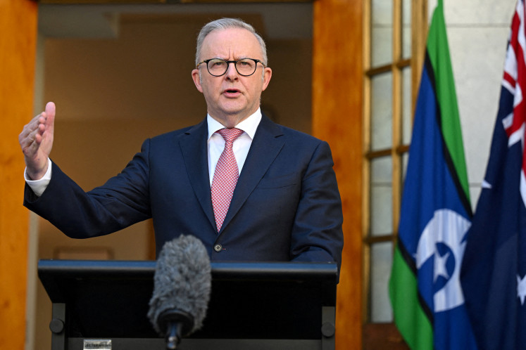 Australian Prime Minister Anthony Albanese speaks to the media during a press conference at Parliament House in Canberra, Australia, 30 March, 2026.