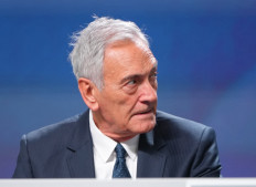 UEFA vice-president Gabriele Gravina looks on ahead of the start of the 50th UEFA Ordinary Congress in Brussels on February 12, 2026. 