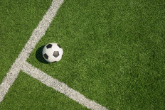 An illustration of a soccer ball on a pitch