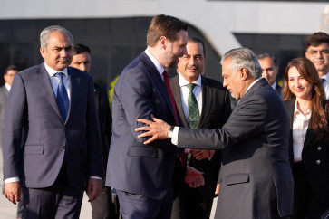 Hope of peace: United States Vice President JD Vance (left) shakes hands with Pakistani Deputy Prime Minister and Foreign Minister Mohammad Ishaq Dar as Vance prepares to board Air Force Two, after peace talks with Iran in Islamabad on Sunday, April 12, 2026..