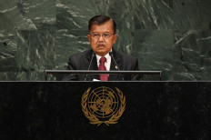 Then Vice President Jusuf Kalla speaks on Sept. 27, 2019, during the 74th Session of the General Assembly at the United Nations Headquarters in New York, the United States.