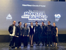 Upcoming project: Cast and crew of Palari Films' upcoming feature film, 'Sleep No More', director-writer Edwin (from left), producer Muhammad Zaidy, actress Rachel Amanda, actress Lutesha, actor and executive producer Iqbaal Ramadhan, actor and musician Sal Priadi, actor Kev and producer Meiske Taurisia attend the 10th anniversary of the production house at Museum MACAN in West Jakarta on April 2, 2026.