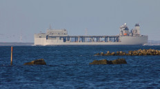 United States warship USS Miguel Keith is seen on Thursday at Tokyo Bay in Yokosuka, Kanagawa, Japan.