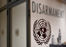 View of the United Nations logo as the 2022 Review Conference of the Parties to the Treaty on the Non-Proliferation of Nuclear Weapons takes place at the United Nations in New York City, United States on Aug. 1, 2022.