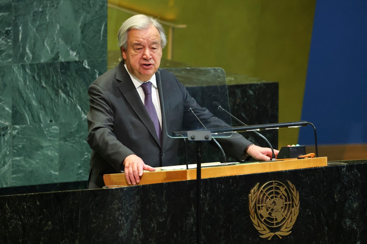 UN Secretary-General Antonio Guterres speaks during the 11th Review Conference of the Treaty on the Non-Proliferation of Nuclear Weapons (NPT) at the UN headquarters in New York on April 27, 2026.