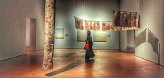 Threaded time: A visitor passes beneath Fibers of Time, an installation by Citra Sasmita in collaboration with Cinta Bumi Artisan at the Indonesian Women Artists (IWA) #4 exhibition at the National Gallery of  Indonesia in Central Jakarta, on April 9, 2026.
