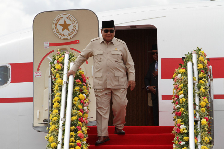 President Prabowo Subianto arrives ahead of the 48th ASEAN Summit and related meetings on May 7 in Cebu, the Philippines, 