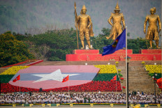 Attendees take part in a ceremony to mark Myanmar's Armed Forces Day in Naypyidaw on March 27, 2026.