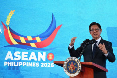 Philippines' President Ferdinand Marcos Jr. takes part in a press conference during the 48th Association of Southeast Asian Nations (ASEAN) summit in Cebu, central Philippines, on May 8, 2026.