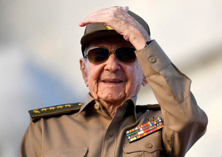 Cuba's former president Raul Castro watches a May Day rally in Havana, Cuba on May 1, 2025.