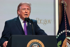 US President Donald Trump delivers remarks on the White House campus in Washington, D.C., on May 18, 2026.