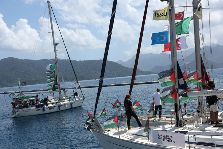 Boats taking part in the Global Sumud Flotilla, which aims to reach Gaza and break Israel&rsquo;s naval blockade, set sail from a port in the southern Turkish resort of Marmaris, Turkey, May 14, 2026.

