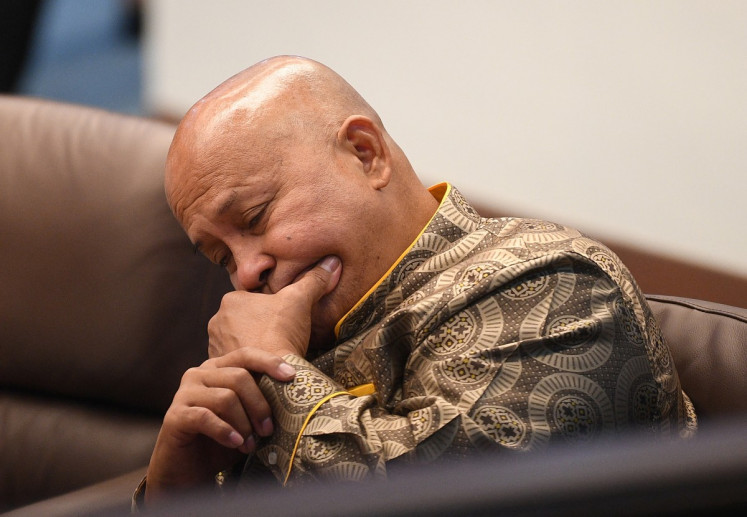 In this photo taken on May 13, 2026, Ronald Dela Rosa, a fugitive senator wanted by the International Criminal Court over his role in the nation's deadly drug war, attends a senate session in Manila, the Philippines. 