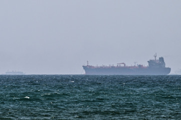 A vessel is anchored off the coast of Sharjah in the United Arab Emirates on May 21, 2026. Iran's new body overseeing the Strait of Hormuz said its claimed area of control extends to Emirati waters, drawing a sharp rebuke from the Gulf neighbour as the traffic through Hormuz, a vital global shipping conduit, has come under Iranian control since the outbreak of war with Israel and the United States on Feb. 28.