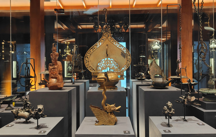 Light through time: A look of "Pendar", a permanent exhibition at the National Museum of Indonesia in Central Jakarta, is pictured on May 13, 2026, showcasing intricately carved oil lamps, chandeliers and lanterns spanning centuries of Indonesian history.