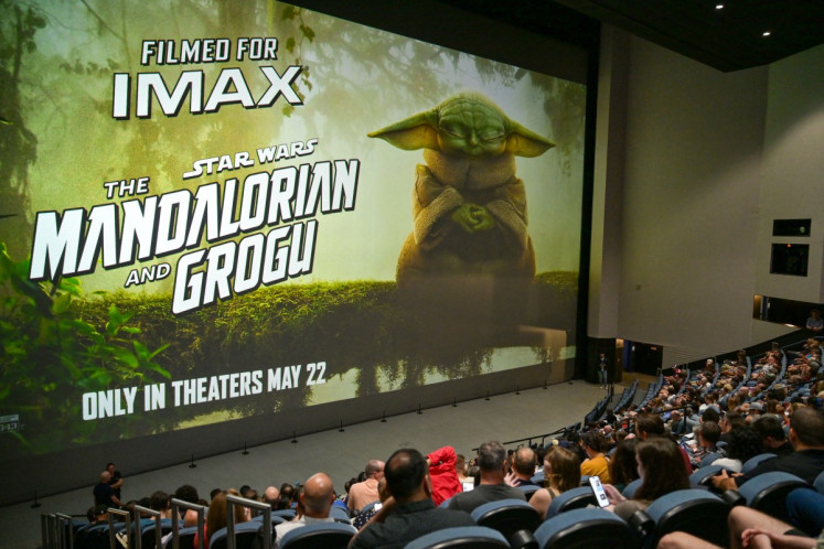 View of sceen from audience at The Mandalorian and Grogu Space Center Screening Event on May 22, 2026 in Houston, Texas.   