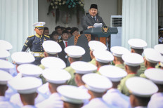 President Prabowo Subianto delivers his speech on June 1 during a ceremony at the Foreign Ministry&rsquo;s Pancasila building to celebrate the birth of Pancasila, in Jakarta.