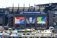 A general view of the Lincoln Financial Field stadium in Philadelphia, United States on June 4, 2026 with 2026 FIFA World Cup signage. 