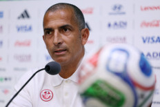 Tunisia's French head coach Sabri Lamouchi gives a press conference on the eve of Tunisia's 2026 World Cup football tournament Group F football match against Sweden at Monterrey Stadium in Monterrey, Mexico on June 13, 2026. 