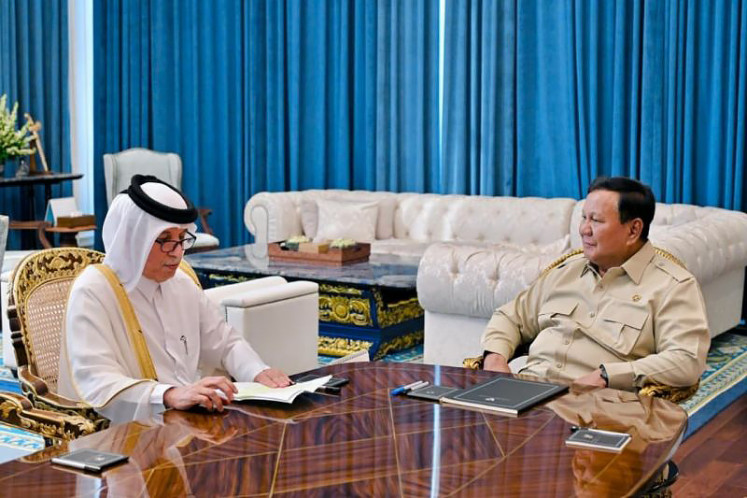 President Prabowo Subianto (right) hosts a meeting on June 15, 2026, with Qatari Foreign Affairs Minister Sultan bin Saad Al Muraikhi at Merdeka Palace in Central Jakarta.