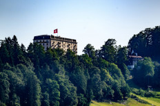 This photograph shows a part of the Burgenstock luxury hotel complex above Lake Lucerne, where talks following up on a deal to end the Middle East conflict were scheduled to begin, on June 19, 2026. 