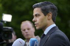 Dutch Prime Minister Rob Jetten answers journalists' questions after a meeting with Indian Prime Minister in the garden of the Catshuis during an official visit by India's Prime Minister to The Hague on May 16, 2026. 