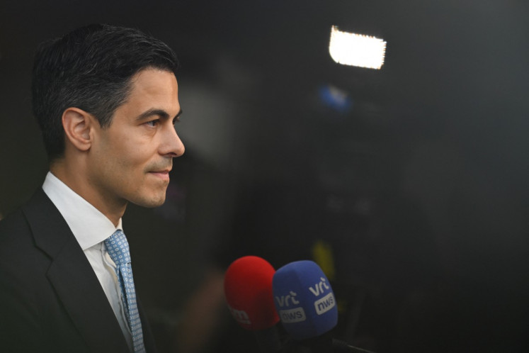 Netherlands' Prime Minister Rob Jetten gives a statement upon arriving to attend the European Union Summit at the EU headquarters in Brussels, on June 19, 2026.