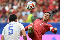 Portugal's forward #07 Cristiano Ronaldo controls the ball during the 2026 World Cup Group K football match between Portugal and Uzbekistan at the Houston Stadium in Houston on June 23, 2026.