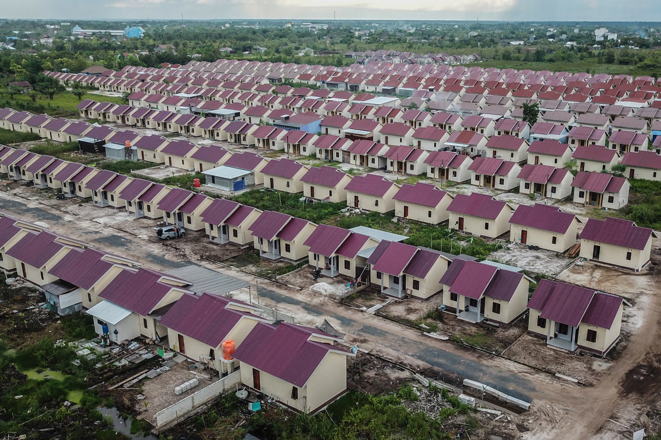 Rows of houses form a residential area on June 18 in Palangka Raya, Central Kalimantan.