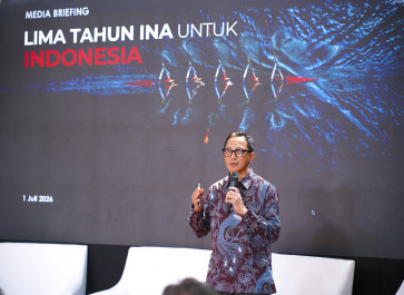 Indonesia Investment Authority (INA) chief executive Oki Ramadhana gestures as he speaks during a media briefing on July 1 in Jakarta.
