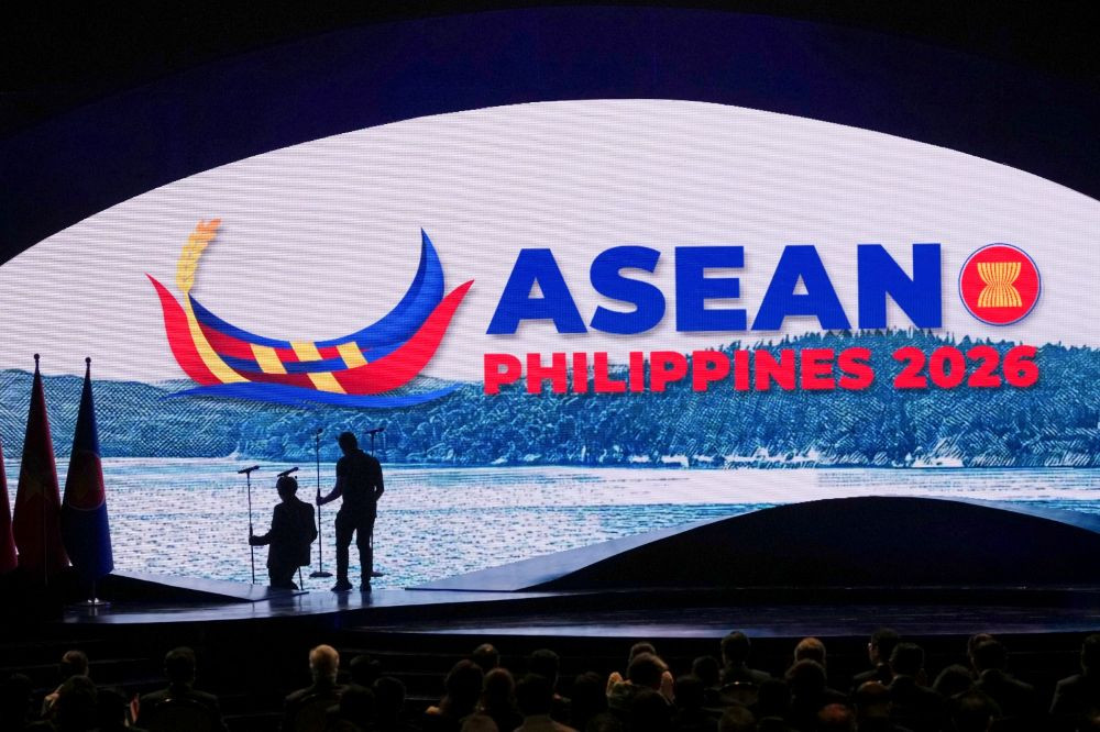 Final stage: Workers arrange microphones on the stage before the start of the opening ceremony during the 48th ASEAN Summit in Cebu, central Philippines, on May 8, 2026. 
