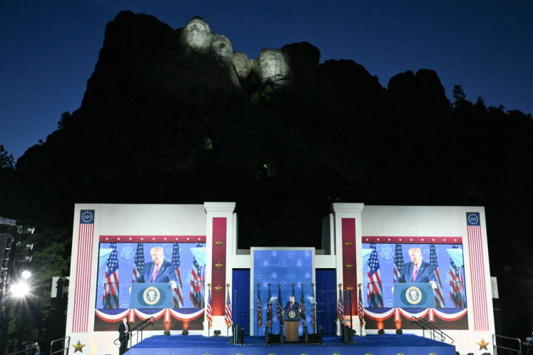 United States President Donald Trump delivers remarks during the Independence Day events at Mount Rushmore National Memorial in Keystone, South Dakota, the US on July 3, 2026.