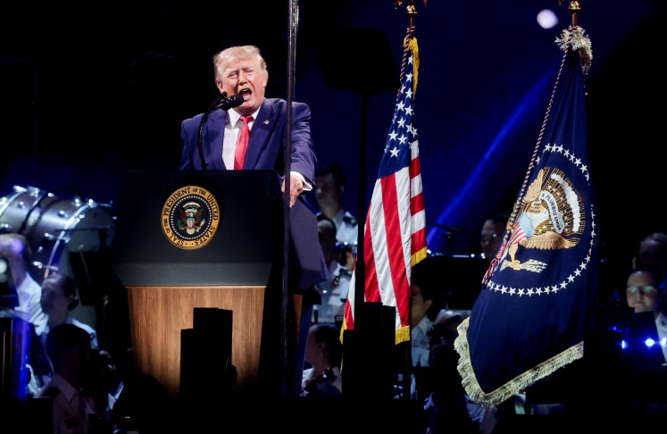 US President Donald Trump speaks at a Fourth of July rally, marking the 250th anniversary of US independence, on the National Mall in Washington, D.C. on July 4, 2026. 